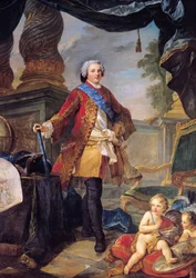 Louis (1729-65) Dauphin de France avec un plan du siège de Tournai, 1747